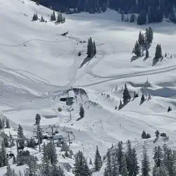 Two helicopters crashed at the bottom of Mineral Basin lift. This photo was taken after riding the chair back up.