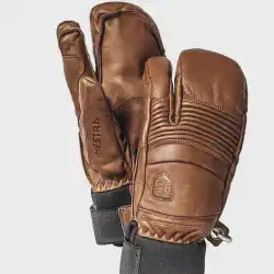 Hestra Fall Line Gloves with three fingers in dark brown leather