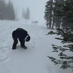Learning how to use a beacon by using a training section at Jackson Hole Mountain Resort