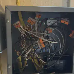 Inside view of the junction box with the relay box and other wires